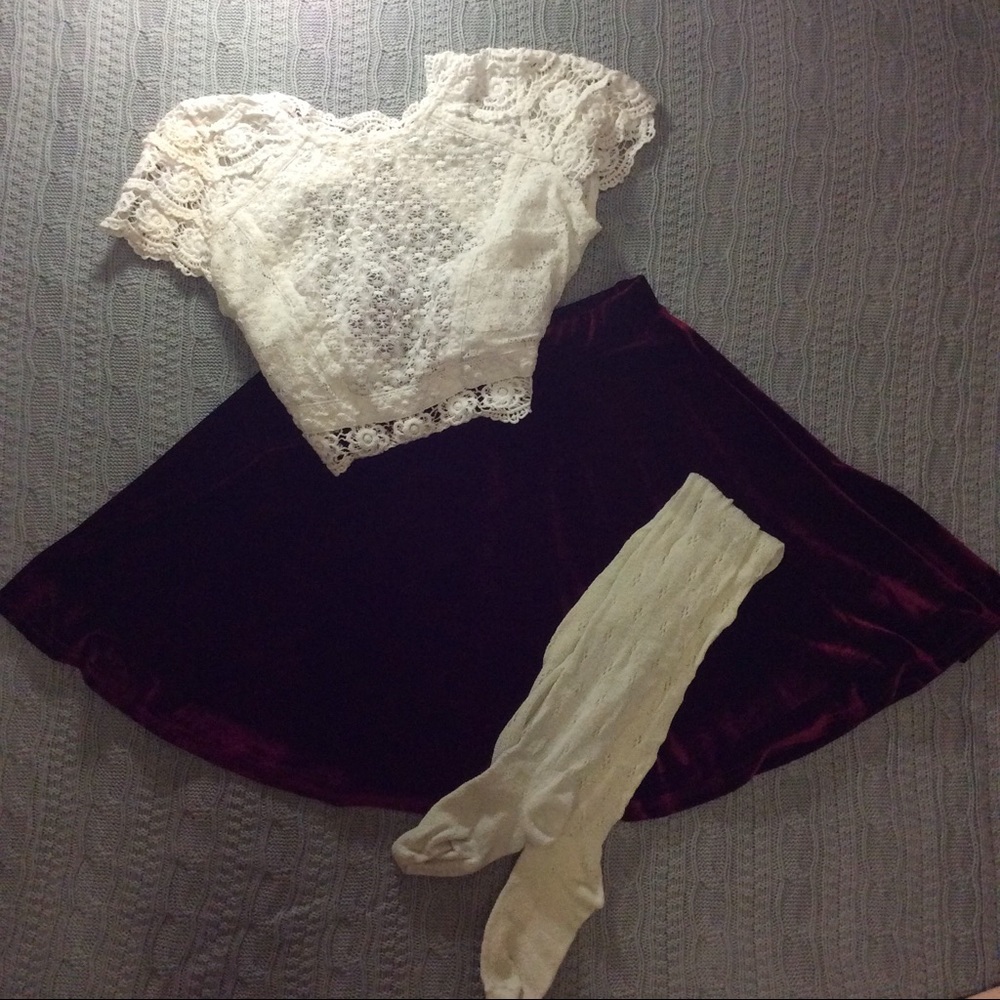 Velvet Maroon Skater Skirt